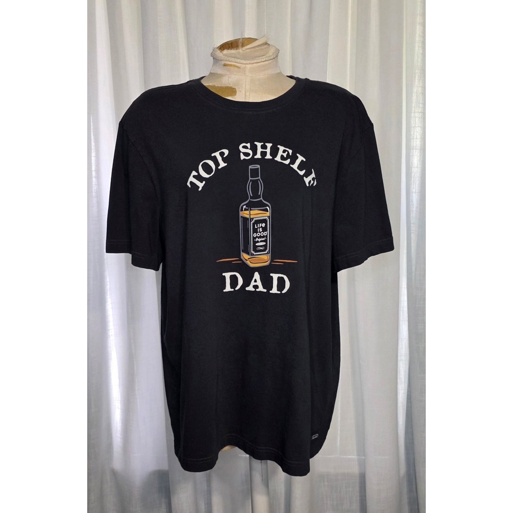 Life‎ is Good Mens Crusher Tee Top Shelf Dad Whiskey Graphic T-Shirt Gray Large
